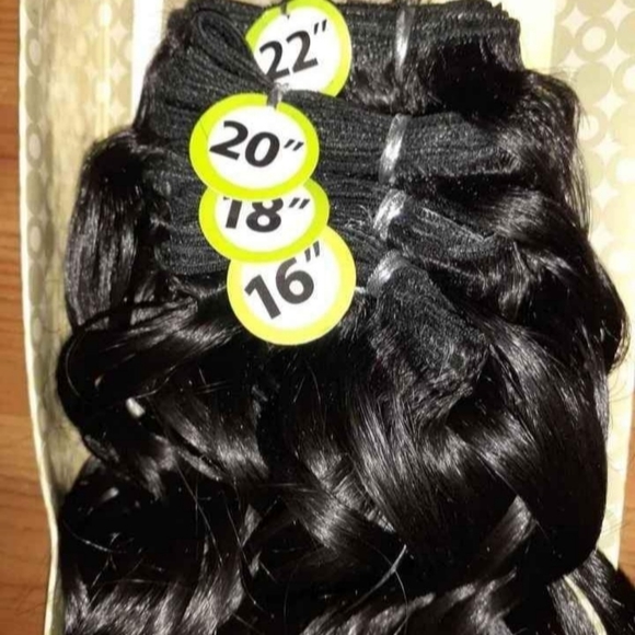 New Long  Curly Human Hair Extensions Blend 22" Full Set & Lace Closure - Picture 7 of 8